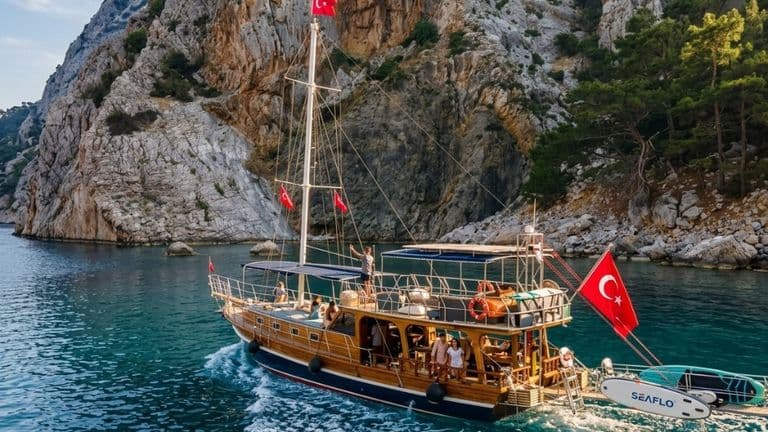 Gulet near Olympos cliffs (placeholder photo)